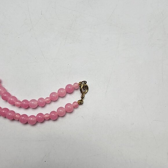 Pink Quartz Beaded Necklace With Round Beads Barrel Clasp 28 in - Picture 4 of 5